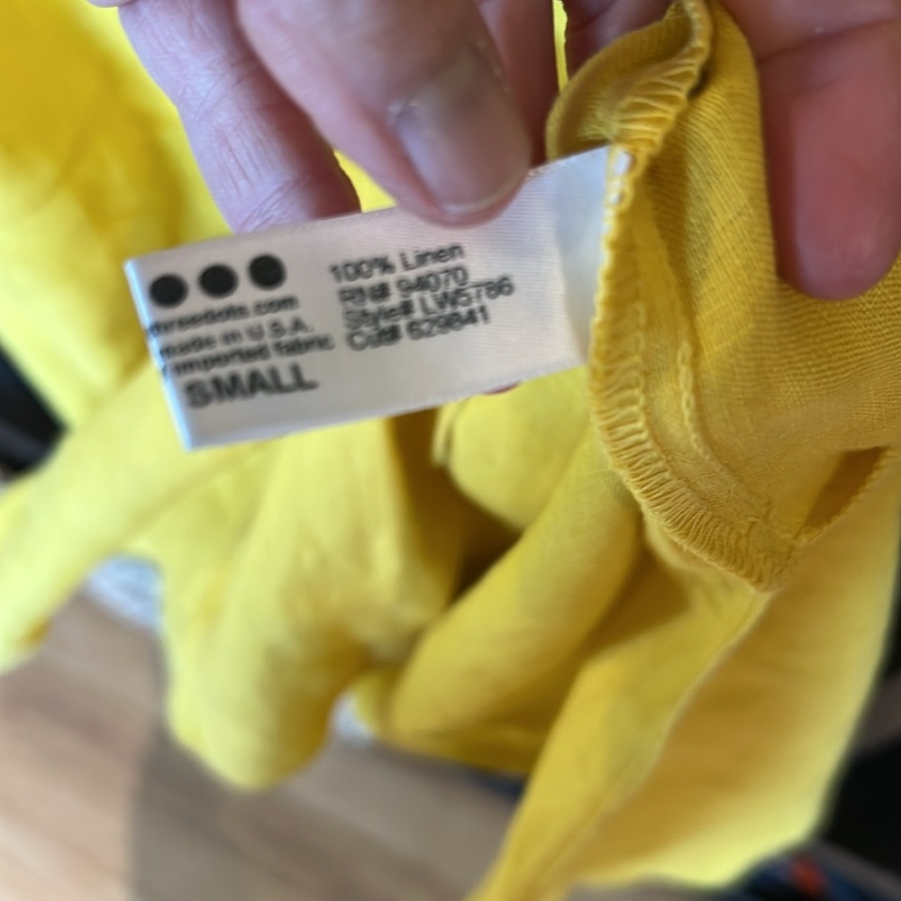 3 Dots yellow linen tie front Midi sun dress - Picture 4 of 5
